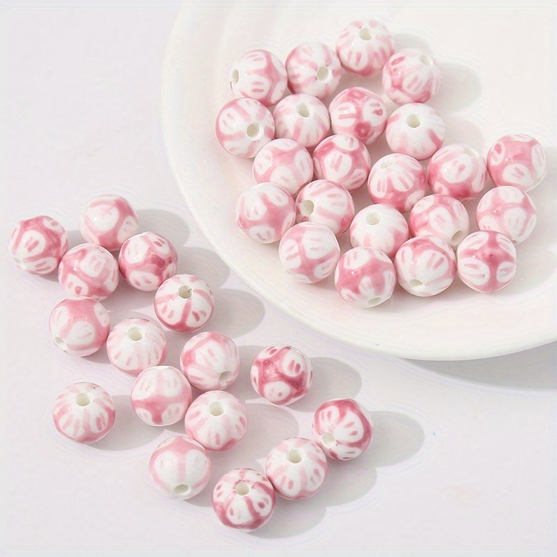 5 Hand-Painted Ceramic Beads for DIY